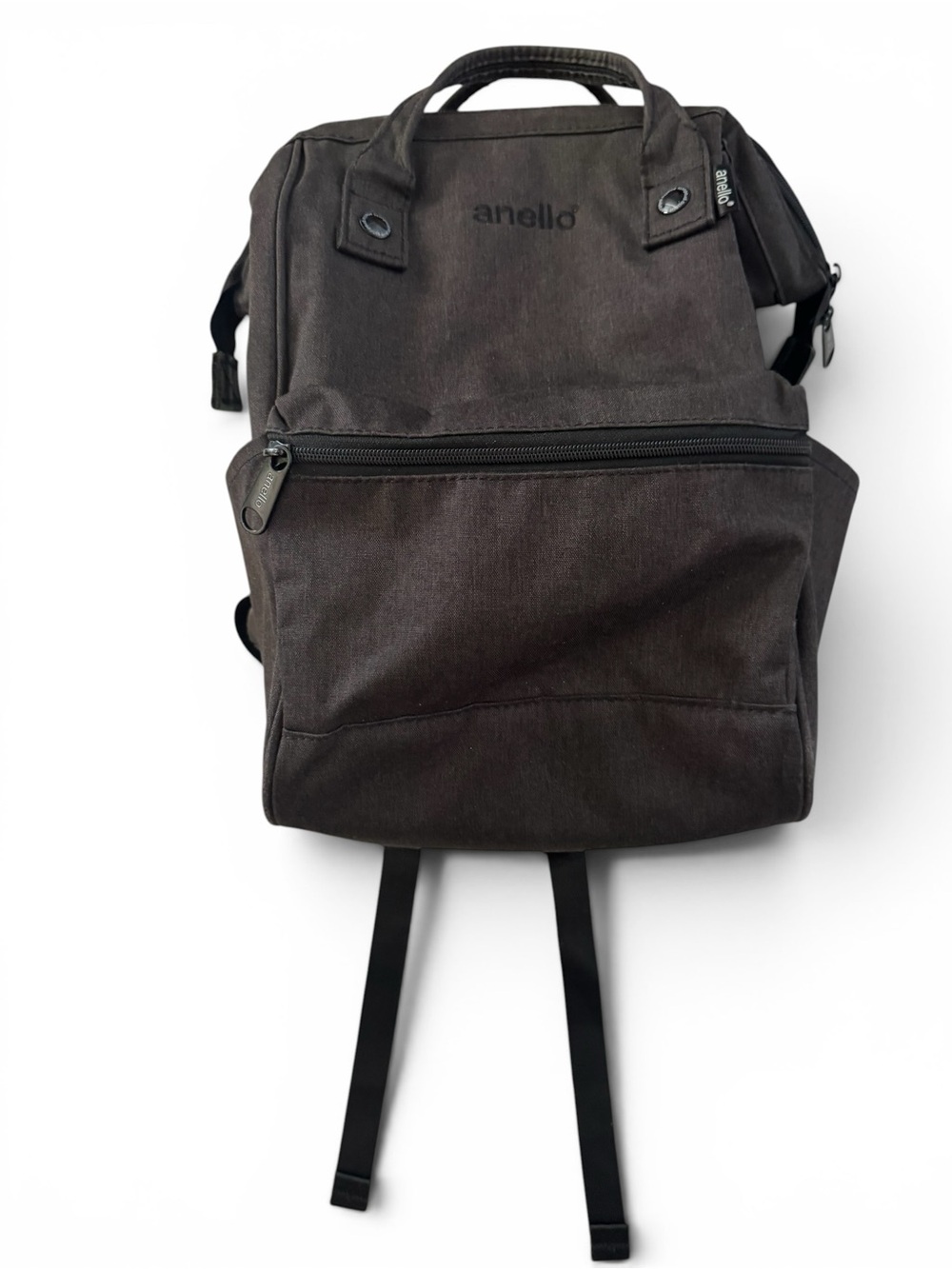 Anello Backpack Unisex Canvas Bag Top Handle 2 Bottle Pockets Back Zip Dark Gray